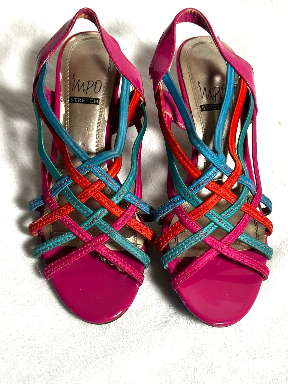 Impo Bright Pink Multicolor‎ Strappy Slingback Sandals